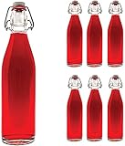 slkfactory 6 x Stück 250 ml Bügelflasche Bügelverschlussflasche Leere Glasflasche mit Bügelverschluss Weinflasche Schnapsflasche Flasche mit Klippverschluss 0,25 Liter Nr. 200ML