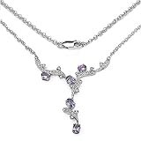 Schmuck-Schmidt-Collier/Kette Amethyst/Tansanit-925 Silber-Rhodiniert-2,97