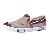 Alwayswin Herren Freizeitschuhe Canvas Schuhe Casual Flache Schuhe Atmungsaktive Bequeme Weiche Leichte Schuhe Slip-On Sneaker Slipper Bootsschuhe Einzelne S
