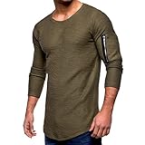 KBUY Herren Langarmshirt Basic Pullover Rundhals-Ausschnitt Slim Fit Longsleeve Rundkragen Männer Pulli Sweatshirt Langarm Crew Neck Herren Oversize Basic Longsleeve O-Neck T-Shirt M-3XL