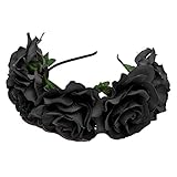 Qinlee Haarbänder Einfach Rose Blume Stil Haarreife Haarband Haargummis Frisuren Gestylten Haaren Strandurlaub Haar Accessoires für Damen Mädchen (Schwarz)