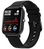 Fitness Armband Uhr Smartwatch mit Blutdruckmessung Herren Fitnessuhr Sportuhren Schrittzähler Pulsmesser Kalorienzähler Pulsuhren Android IOS Tracker Watch Damen Männer Armbanduhr Schw