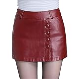 Valin FS532 Damen Kunstleder Rock Große Größe Kurz Mini Röcke Leder Rock,Rot,XL