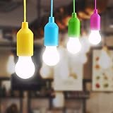 Glighone 4 Stück Pendelleuchte Hängeleuchte DIY Lampe Colors Glühbirnen Tragbare LED Campinglampe für Fest Party Garten Balkon Zelt, Camping, Weihnachten Dek
