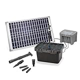 Solar Teichfilter Set Profi bis 2.000 l Teich - 650 l/h Förderleistung 25 Watt Solarmodul - neuester 12 V/12 Ah proBatt Akkuspeicher mit LED Licht - Gartenteich Filter Komplettset, esotec 101064