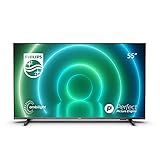 Philips 55PUS7906/12 55 Zoll LED Android Fernseher, 4K-Smart-TV mit Ambilight, HDR-Bild, Dolby Vision- und Atmos-Sound, kompatibel mit Google Assistant, Schwarz mit schlanken Standfüß