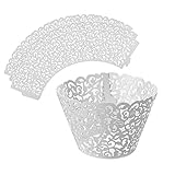 LEADSTAR 50 Stück Cupcake Wrappers Kuchen Muffin Pappbecher Förmchen Lasergeschnitten Baken Cup für Hochzeit Geburtstag Party