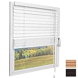 Sol Royal Holzjalousie SolDecor JH3 Jalousie aus Holz in Weiß - 90x160 cm Tür- und Fensterjalousie Holz umweltschonend produziert - Jalousien Blickschutz F