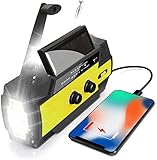 Tragbare Solar Radio Kurbelradio mit Solarmodul USB AM/FM Wiederaufladbare 4000mAh Notfallradio NOAA-Wetterradio,1W-Taschenlampe LED Leselampe mit Bewegungssensor SOS für Haus und Outdoor Camping