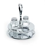 MENAGE SERIE 1480 aus Edelstahl mit Glaseinsätzen, 2-teilig, Salz- und Pfefferstreuer, sowie Aussparung für kleine'125 g Maggiflasche' | Höhe: 16