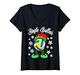 Damen Elfen-Weihnachts-Volleyball-Pyjama, passend für Familienfeiern, Kinder T-Shirt mit V