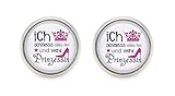 ' Ich schmeiss alles hin und werd Prinzessin' Spruch Motiv Cabochon Ohrstecker silberfarben Ohrring
