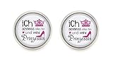 ' Ich schmeiss alles hin und werd Prinzessin' Spruch Motiv Cabochon Ohrstecker silberfarben Ohrring