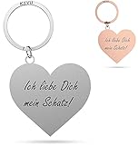 NEU KEYU® Ich liebe Dich Schlüsselanhänger | Schlüsselanhänger Liebe | Schlüsselanhänger Ich liebe dich | Liebes Schlüsselanhänger | Schlüsselanhänger Herz Schlüsselanhänger Freundin (silber)