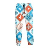 Harajuku Herren Damen Jogginghose 3D Schneeflocke Hirsch Liebe Herz Unisex Street Sweatpants Hose, weiß, 27-32
