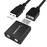 Sabrent Externe Soundkarte Aluminum USB Externer Stereo Sound Adapter für Windows und Mac. Plug and play. Inkl. USB Kabel. keine Treiber erforderlich. (Schwarz) (AU-EMCB)