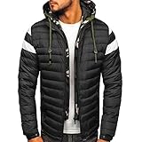 ADDZYY Herren Steppjacke Gefütterte Jacke sportliche Übergangsjacke Herrenjacke leichte Winterjacke modische Jacke für Männer Daunenjacke Sportjacke Freizeitjacke mit Kapuze Street Sty