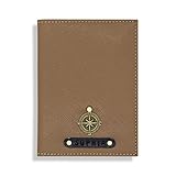 Personalisierte Reisepasshülle mit Name & Symbol - stylische Hülle für den Reisepass - Passport - Reiseetui - Reise Gadget (Cappuccino)