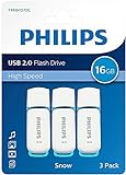 Philips, Pen Drive, 16 GB, USB 2.0, FM16FD70E, 3 Stück, High Speed, mit Kappe und Schlüsselanhäng