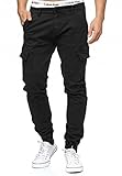 Indicode Herren August Cargohose aus Baumwolle mit 6 Taschen | Lange Regular Fit Cargo Chino Hose Baumwollhose Chinohose Freizeithose Stoffhose aus Stretch Material für Männer Black L