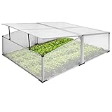 ECD Germany Frühbeet Gewächshaus mit Vierteiliges Doppeldach 100x120x40 cm 1,2m² Fläche aus Alu und transparentem Polycarbonat witterungsbeständig Treibhaus Frühbeetkasten T