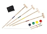 Holz Krocket Set mit Tragetasche - für 4 Spieler - Croque Garten Spiel Schläger Spiel Erw