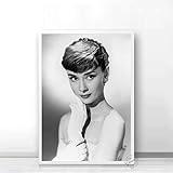 Audrey Hepburn Poster Filmstar Drucke Nordic Schwarz Weiß Wandkunst Leinwanddrucke Wandbilder Für Wohnzimmer Wohnkultur 50X70Cm Ohne R