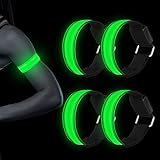 LED Armband, 4 Stück Reflective LED leucht Armbänder Lichtband Kinder Nacht Sicherheits Licht für Laufen Joggen Hundewandern Running Outdoor Sp