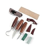 SSXPNJALQ 10 stücke Holz Carving Set Holz Carving Kit Zum Hakenmesser, Whittling Messer, Detailmesser, Messerschärfer, Scheide (Color : Brown)