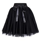 YiMiny 2020 Damen Tüllrock 50er Tütü Karneval Damen Tutu Fasching Ballet Blase Tanzrock Mini Kleid Plissee Tutu Adult Tutu Rock Plissee Miniröcke(Schwarz)