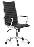 hjh OFFICE 660940 Profi Chefsessel VEMONA 20 Kunstleder Schwarz/Chrom moderner Bürostuhl mit hoher Rück