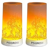 LED Flamme Lampe 2 Satz, PDGROW USB wiederaufladbare Flamme Nachtlicht, Schreibtisch/Tischlampe wasserdicht mit Magnetfuß & Aufhängehaken für Weihnachten, Halloween, Party, Innen/Außenb