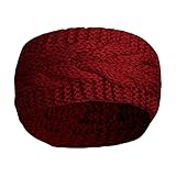 HAITANGUO Damen Gestrickt Stirnband Elastische Winter Kopfband Stirnbänder Gestrickte Häkelarbeit Headwrap Warm Haarband Crochet Headwrap Ohr Wärmer für Mädchen Damen (Wassermelonenrot, One size)