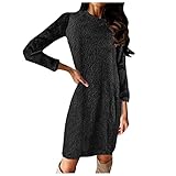 HHWY Strickkleider Für Damen Winter Elegant Pulloverkleid: Frauen Langarm Warm Longpullover Lässig Lose Abendkleid Grosse Grössen Partykleid Mädchen Winterkleid Lange Pulli Damen Wickelp