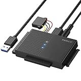 FIDECO IDE und SATA Adapter, USB 3.0 Festplatten Adapter mit Netzschalter, SATA und IDE Konverter für 2.5 und 3.5 Zoll HDD oder SSD, CD-ROM, CD-RW, DVD-RW Laufwerk