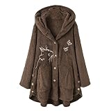 Mymyguoe Warm Fleecemantel Kälteschutz Winterjacke Kapuzenpullover Langarm Plüsch Wintermantel Dicker Damen-Outdoorjacke-Herbst Winter-Kapuzenjacke: Lässig Mode Jacke Frauen H