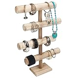 Belle Vous 4 Stufen Schmuck Ständer Holz Ketten Aufbewahrung Schmuck Organizer - 48 cm Hoch - Schmuckbaum für Ketten, Armbänder, Uhren, Scrunchies und Armreifen - T Bar Nachttisch Organizer Schmuck