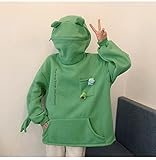 Y-PLAND Damen Sweatshirt Neuheit Frosch Hoodie Niedlicher Reißverschluss Grünes Kapuzenoberteil Sweatshirt Loses Pullover Top-_Green_S