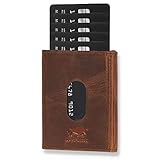 NEU: SOLO PELLE® Slim Wallet mit Münzfach [12 Karten] Slimwallet Riga [RFID-Schutz] Kartenetui mit Münzfach [Leder] Smart Wallet für Männer und Damen (Vintage Braun)