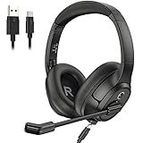 EKSA H2 USB PC Headset mit Mikrofon, Office Headset mit Environmental Noise Cancellation Mic, Stummschalter & Lautstärkeregler, Over Ear PC Kopfhörer mit Kabel für Business/Callcenter/Büro/Zoom/T