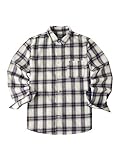 FUERI Flanellhemd Herren Kariertes Hemd Karohemd Langarm 100% Baumwolle Freizeit Business Holzfällerhemd, Weiß-Schwarz, XL