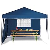 Pavillon, 3 x 3 m, faltbar, wasserdicht, Profi, Aluminium, Empfangszelt, 2 Seitenwände mit Fenster und Klettverschluss – UV-Schutz 98 % – Oxford-Gewebe 300 g/m² – B