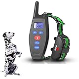 Hundehalsband Wiederaufladbares Vibrationshalsband 2600Ft 800 Meter Fernbedienung IPX67 Wasserdicht, Mit LCD-Display, 4 Trainingsmodi Anti-Barking Hund Stopper Trainer Gert,Grü