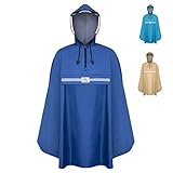 Rainrider Regenponcho (Royal Blue), Regenponcho blau für's Fahrrad, Regenbekleidung mit Kapuze inkl. Sichtfenster, Regencape Fahrrad inkl. Reflexionsstreifen - Regenmantel Männer und F