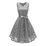 Elegante Cocktailkleider Abendkleider Damenkleider Brautjungfernkleider aus Spitzen Knielange Rockabilly Ballkleid Rund Ausschnitt Cocktail-Ausschnitt Party Aline Swing D