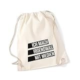 Baumwoll Turnbeutel mit Spruch Motiv Irgendwas mit Medien Hipster Sport Jute Tasche Gym Bag Natural (Druck schwarz)