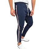 Jogginghose für Herren,Skxinn Männer Sommer Sporthosen,Trainingshose,Sport Fitness, Gym,Training, Slim Fit,Sweatpants Streifen,Jogging-Hose, Stripe Pants,S-XXL Ausverkauf(Marine,Medium)