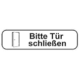 'Bitte Tür schließen' Aufkleber / Türaufkleber/ Türschild/ PVC Hinweisschild 180mm x 50mm Weiß/Schwarz selbstkleb