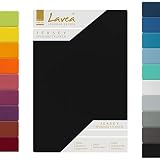 Jersey Spannbettlaken, Spannbetttuch, Lavea Serie Maya, 200x220cm für Boxspring- und Wasserbetten, Schwarz, 100% Baumwolle, hochwertige Verarbeitung, mit Gummizug