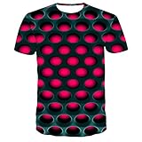 Sunofbeach Unisex 3D T-Shirt Lustige Druck Beiläufige Kurzarm T-Shirts Tee Tops, Moderne Neuheit abstrakte geometrische Wein rote und Schwarze Löcher, XXXXL